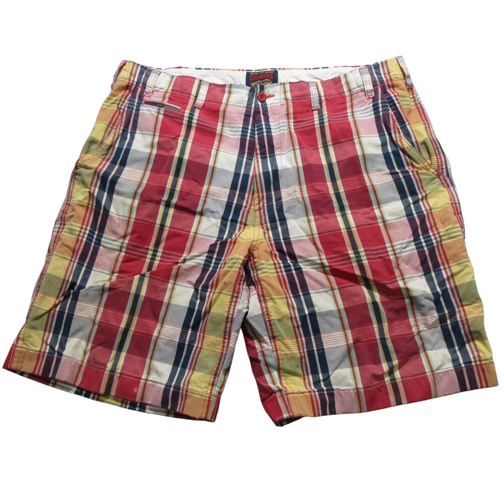 Cremieux Mens Chino Shorts 36 x 10 Multicolored Plaid Stretch 100% Cotton